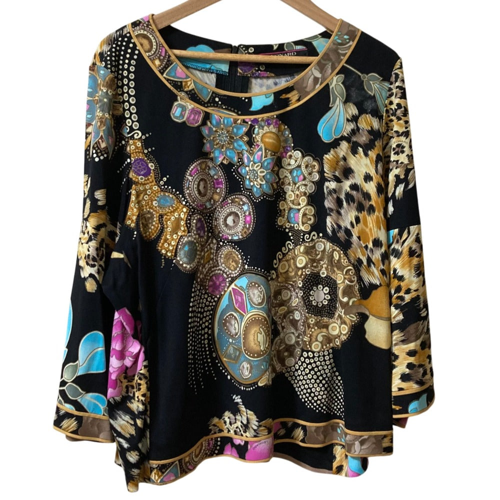 レオナール ビジュープリント カンカンストレッチ ブラウス