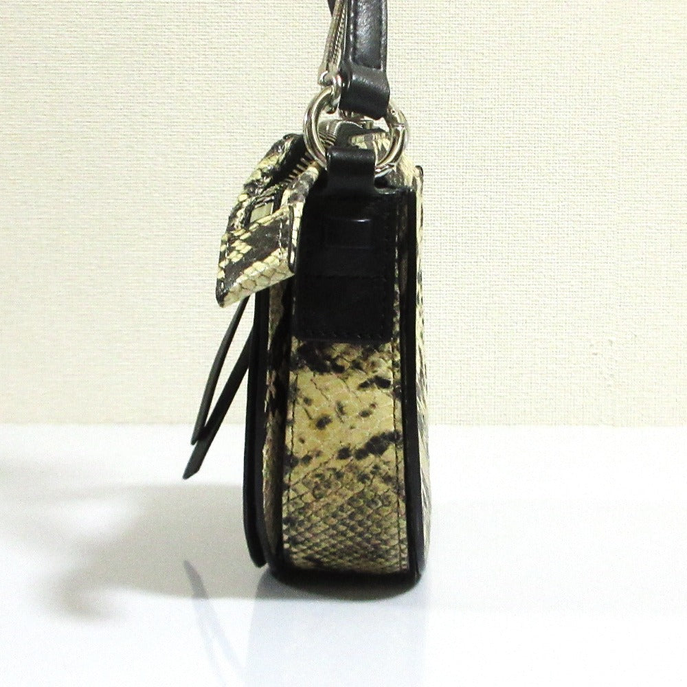 オールセインツ SLIVER MINI RND XBODY パイソン型押しショルダーバッグ