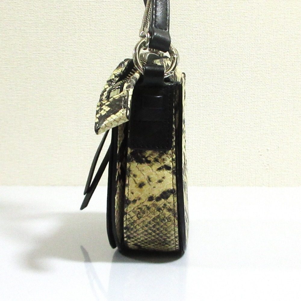 オールセインツ SLIVER MINI RND XBODY パイソン型押しショルダーバッグ