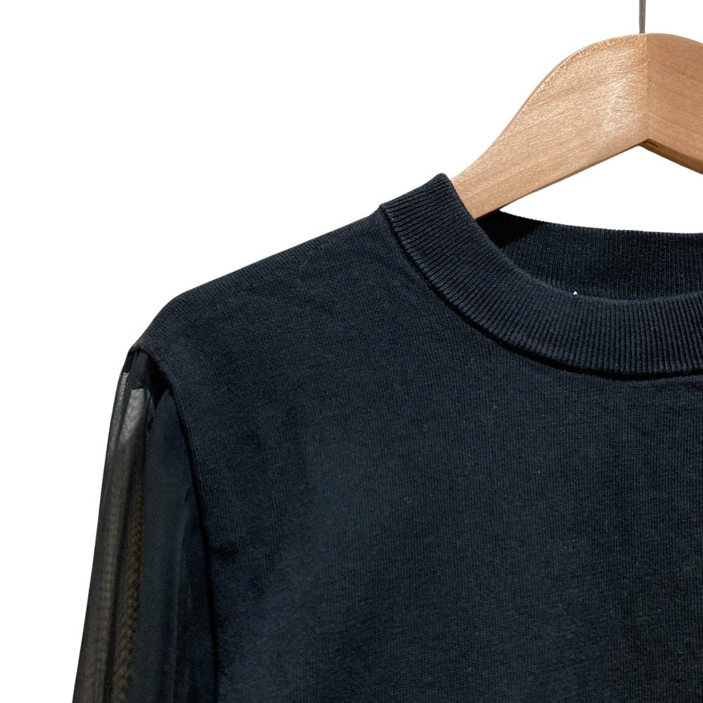 ハイク CREW NECK CROPPED SWEATER WITH SHEER SLEEVES ニットカットソー