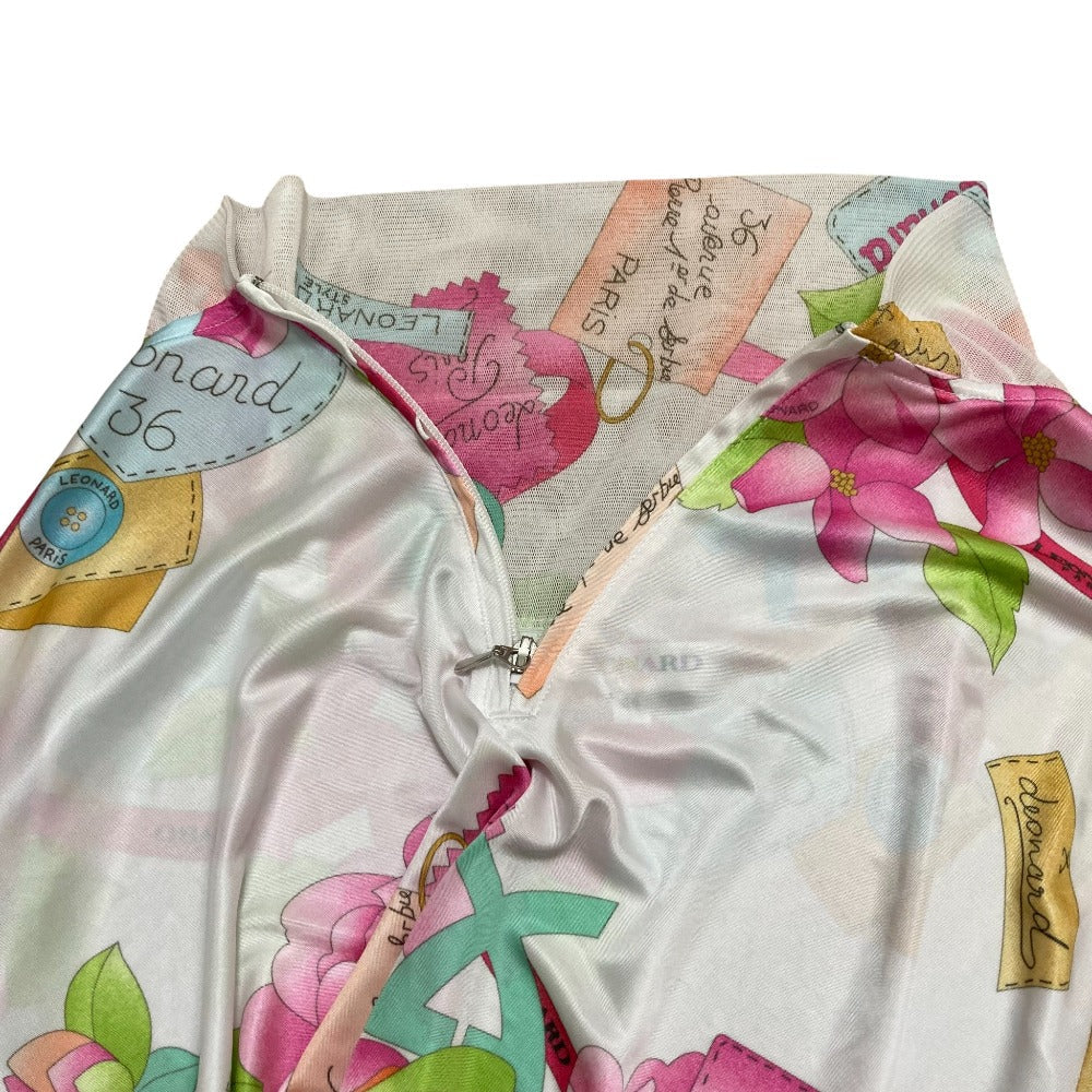 レオナールスポーツ フラワープリントロングスリーブハーフジップカットソー