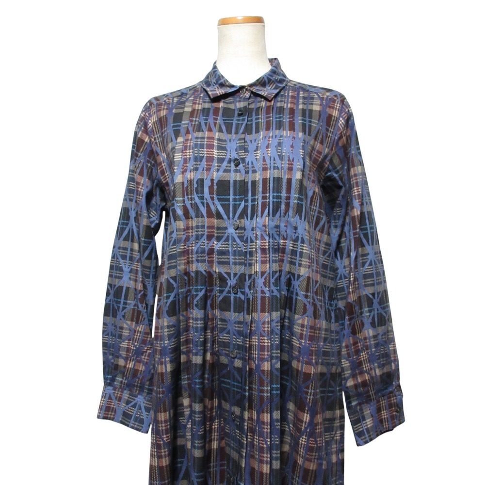 ダーマコレクション チェックロングシャツワンピース