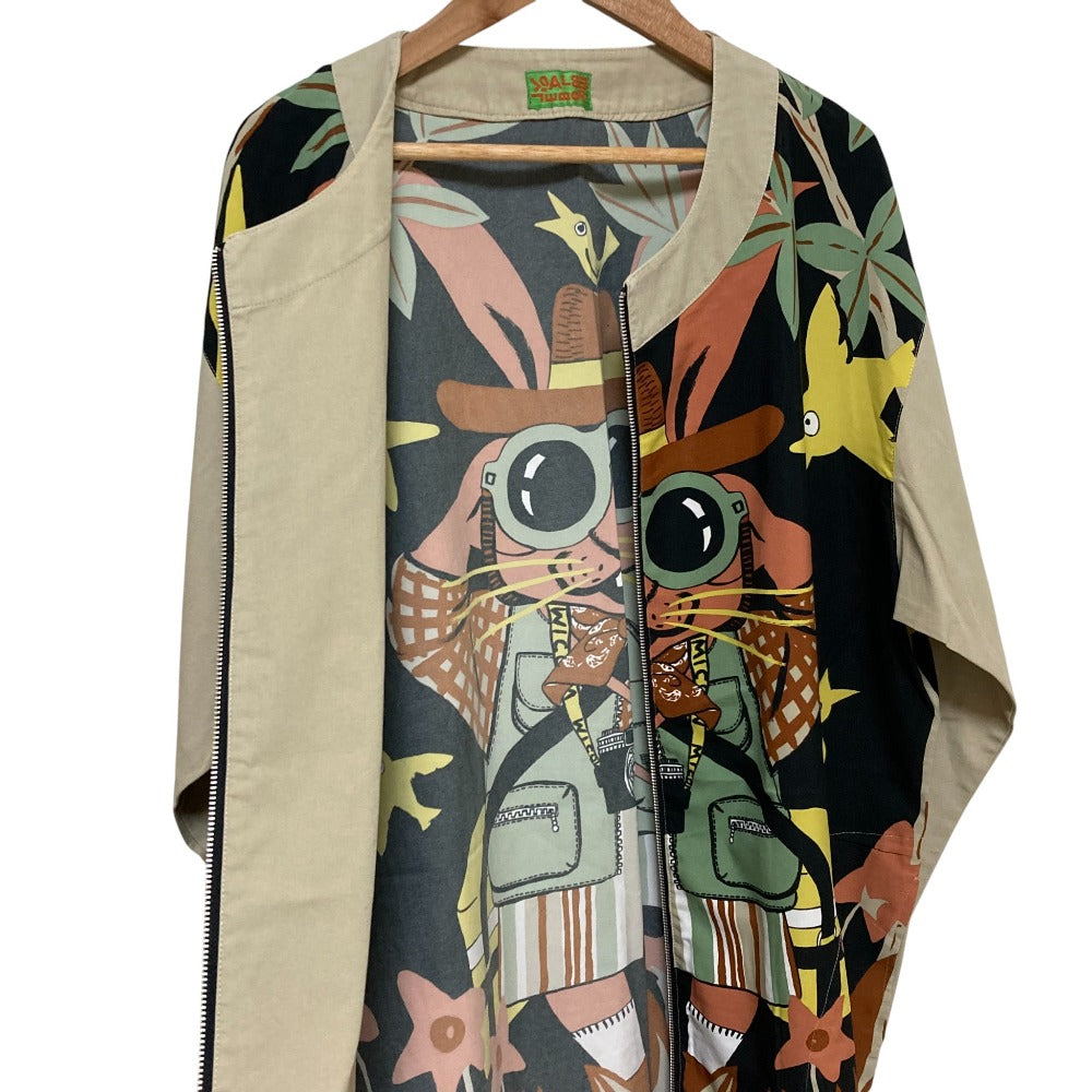 オレボレブラ ウサギプリントノーカラージップジャケット