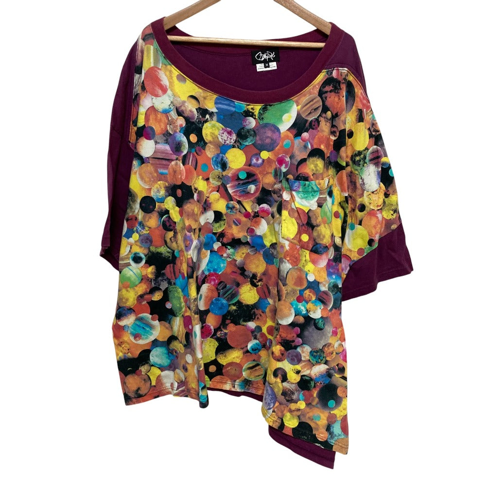 ガンリュウ 惑星プリントアシンメトリーオーバーサイズTシャツ