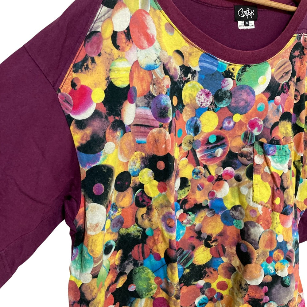 ガンリュウ 惑星プリントアシンメトリーオーバーサイズTシャツ