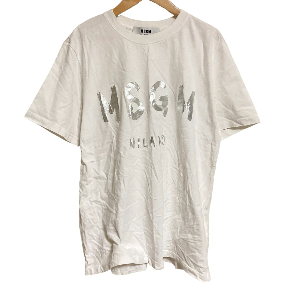 エムエスジーエム ロゴプリント コットン半袖Tシャツ