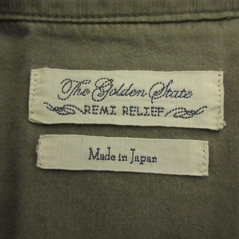 レミレリーフ レザーパッチスタッズミリタリーシャツ