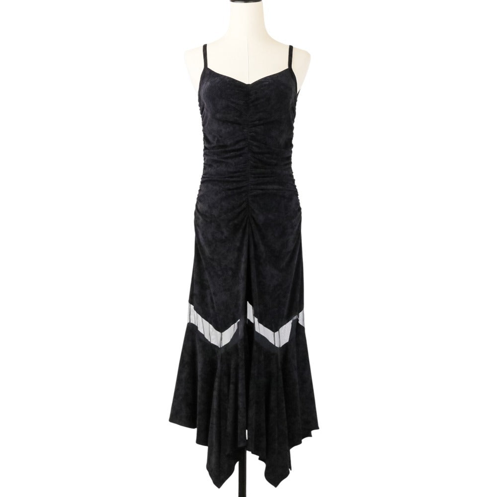 フェティコ VELOUR SHEER CUT HEM DRESS ベロアワンピース