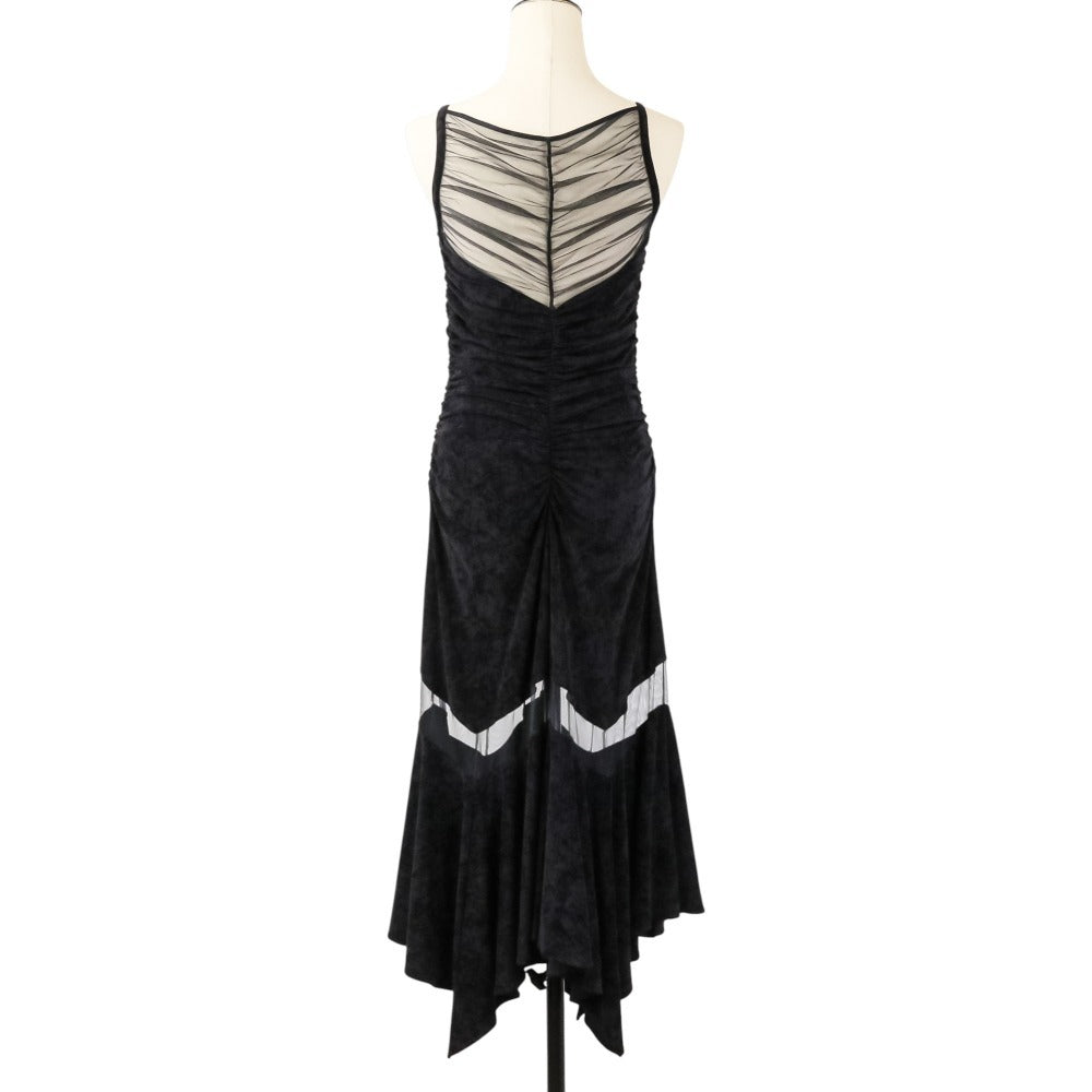 フェティコ VELOUR SHEER CUT HEM DRESS ベロアワンピース