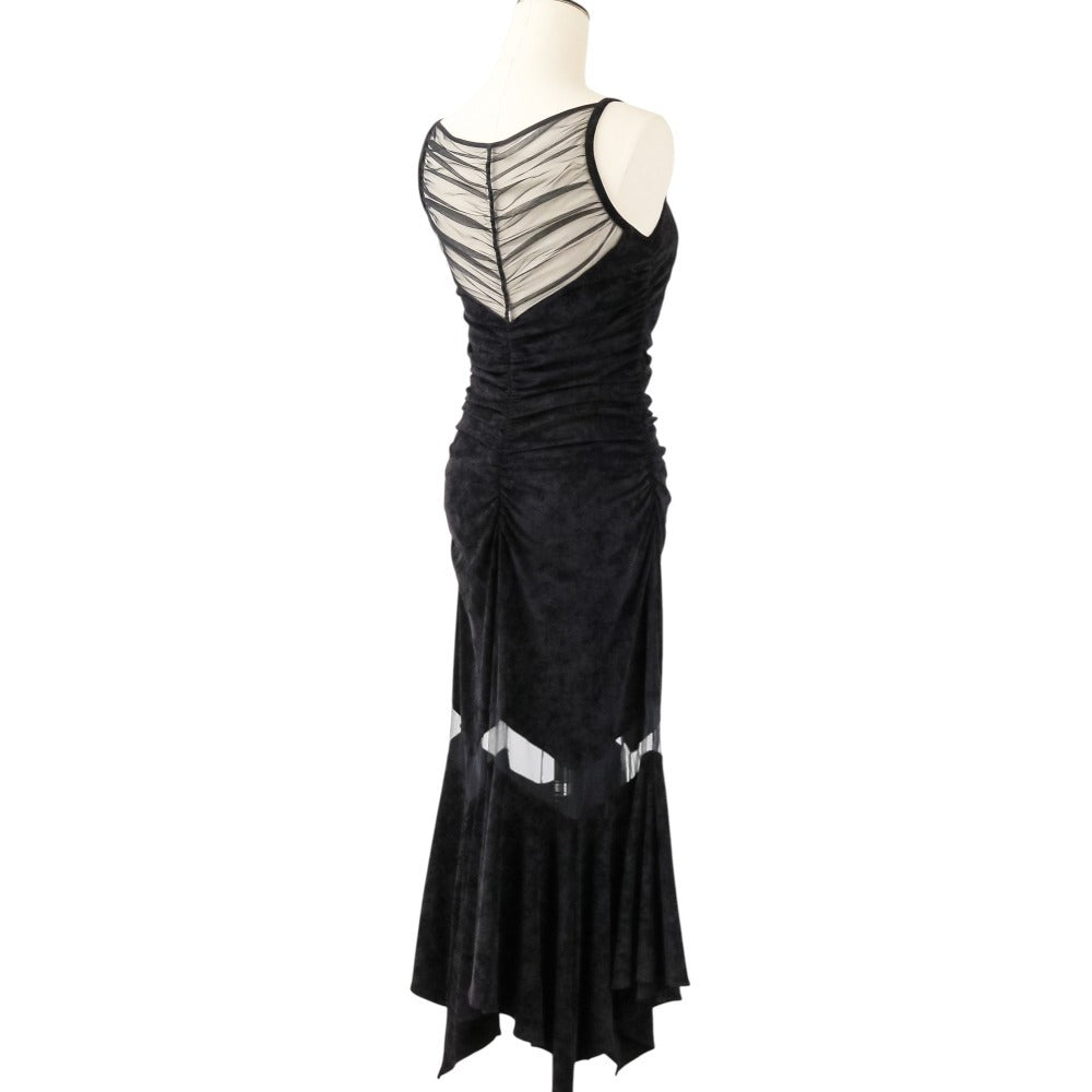 フェティコ VELOUR SHEER CUT HEM DRESS ベロアワンピース