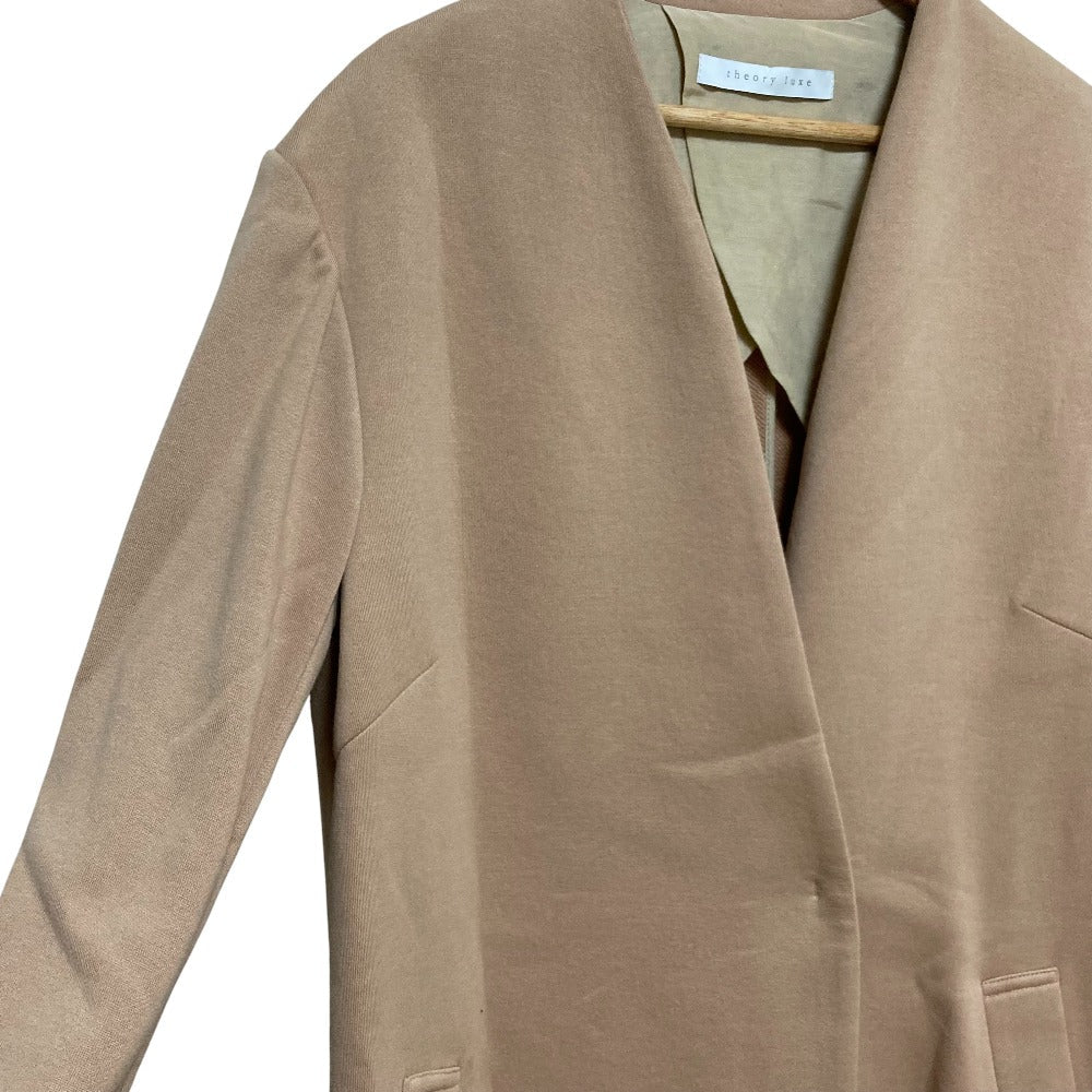 セオリーリュクス SOFT COTTON PILEノーカラーコート コットン ロングコート