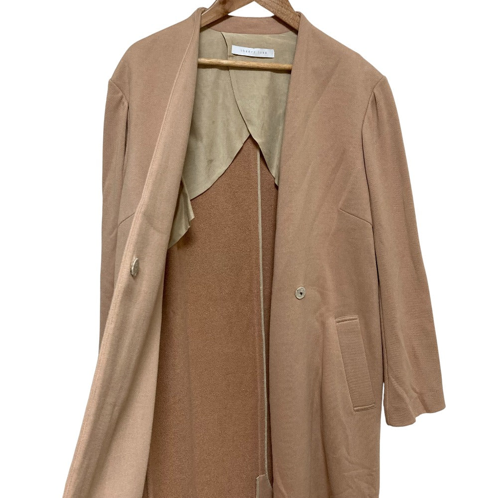 セオリーリュクス SOFT COTTON PILEノーカラーコート コットン ロングコート