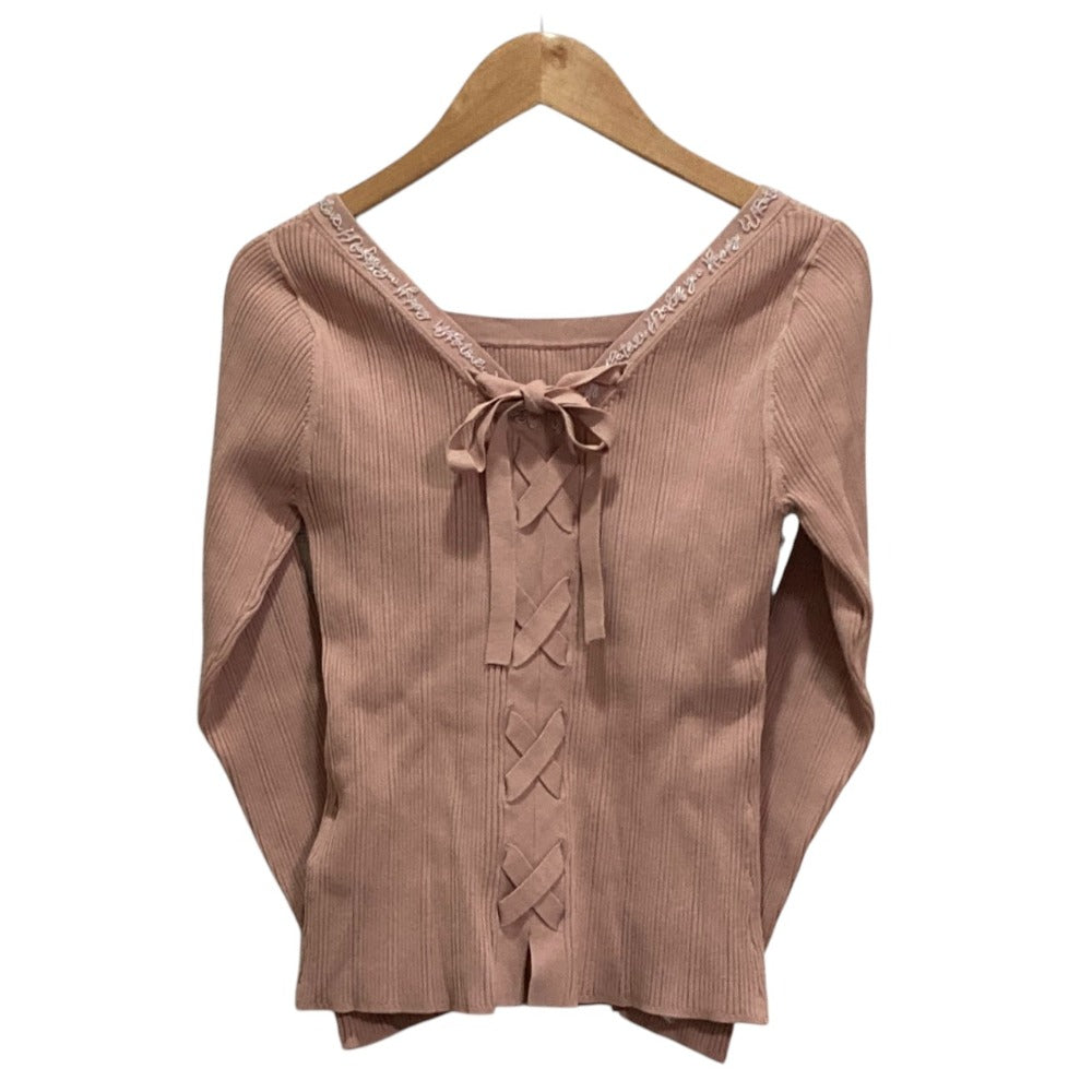 グレースコンチネンタル レースアップリブニットトップ