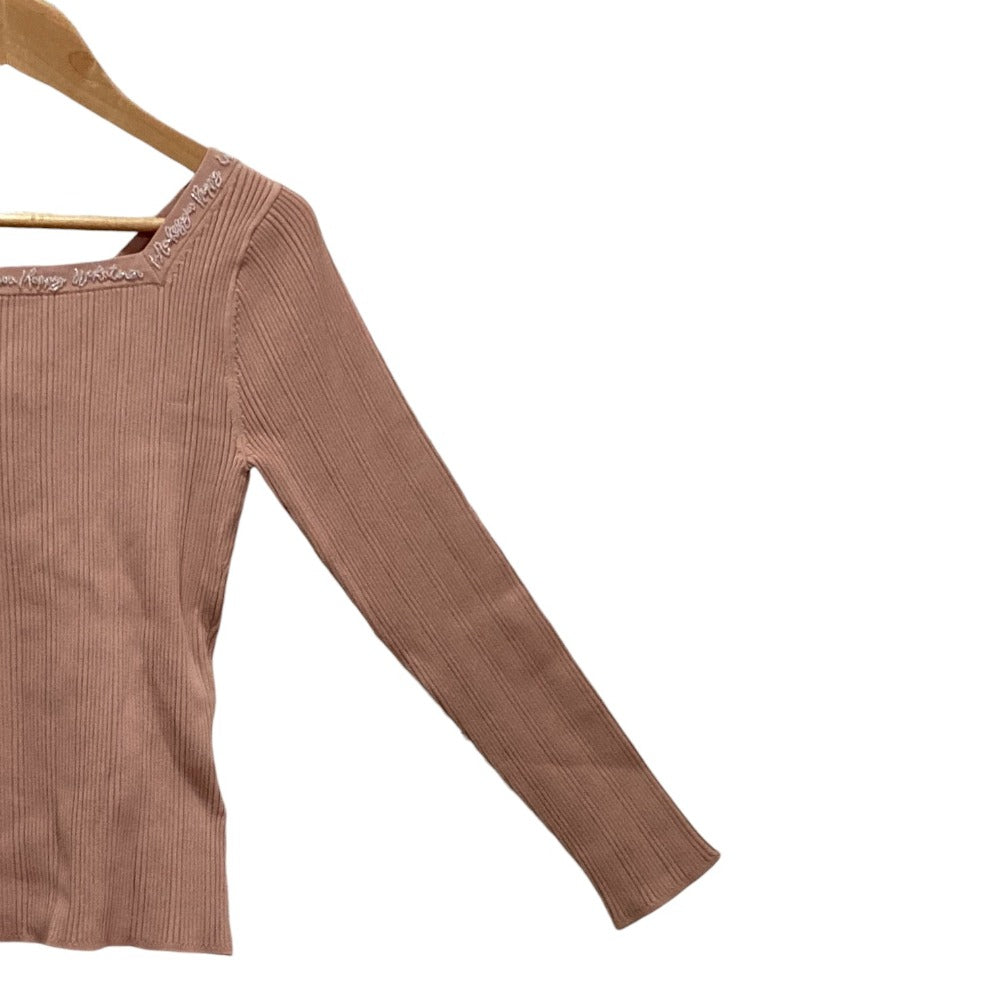 グレースコンチネンタル レースアップリブニットトップ