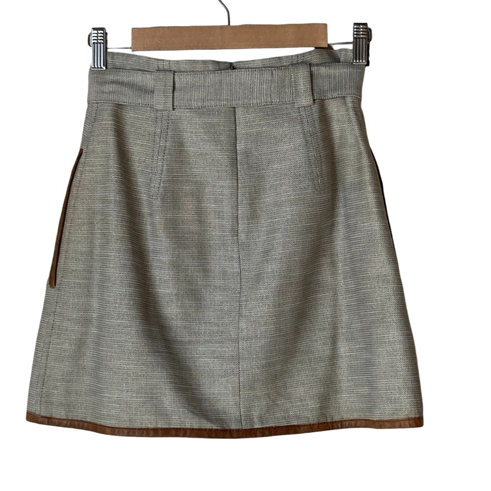 レッドヴァレンティノ レザーパイピングトラペーズスカート