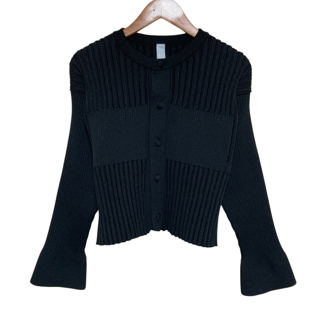 シーエフシーエル FLUTED GLITTER COLLARLESS SHIRT カーディガン