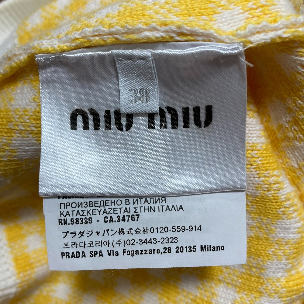 ミュウミュウ ギンガムチェック コットンカーディガン