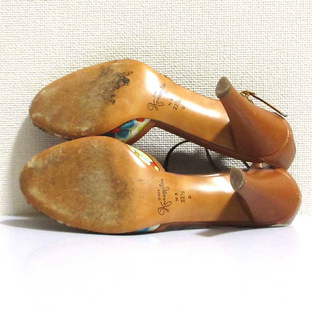 銀座かねまつ オープントゥストラップパンプス