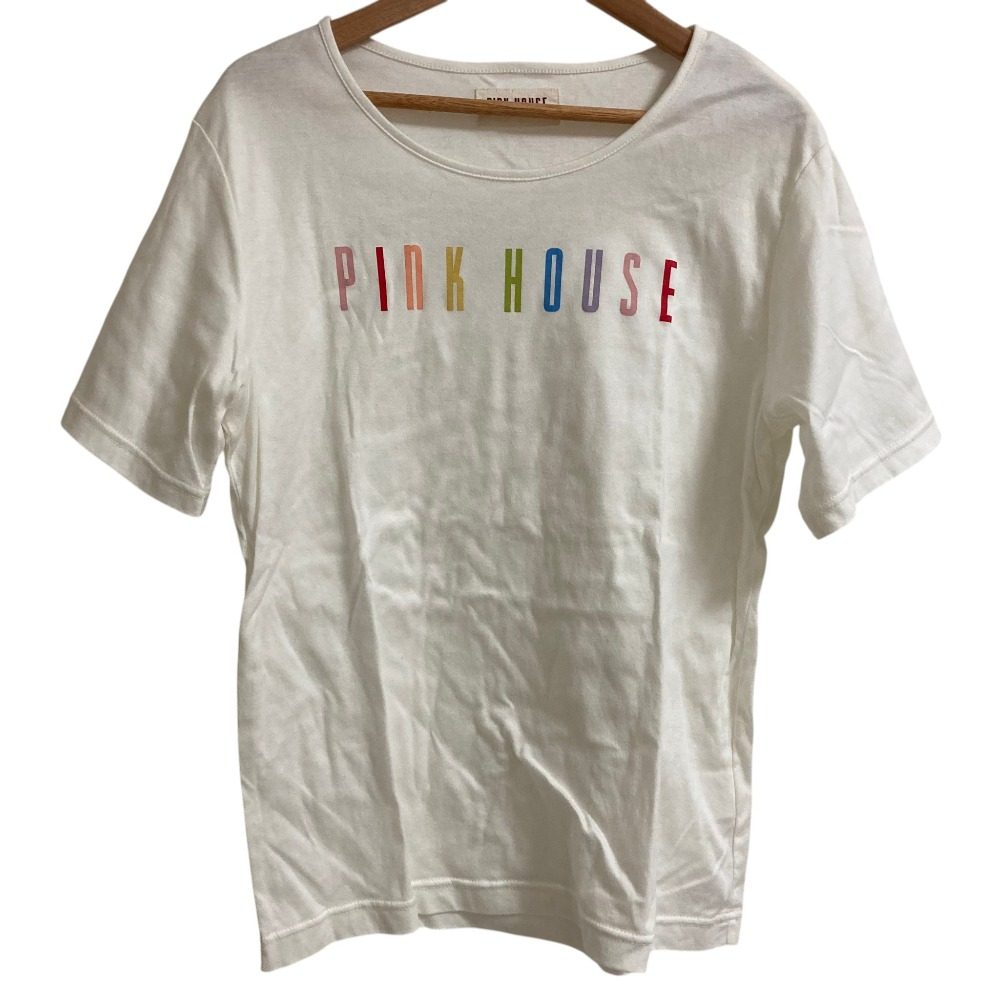 ピンクハウス マルチカラーロゴプリントコットンTシャツ