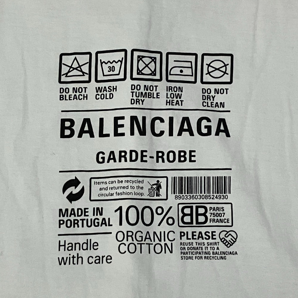 バレンシアガ ケアラベルプリント コットンオーバーサイズTシャツ