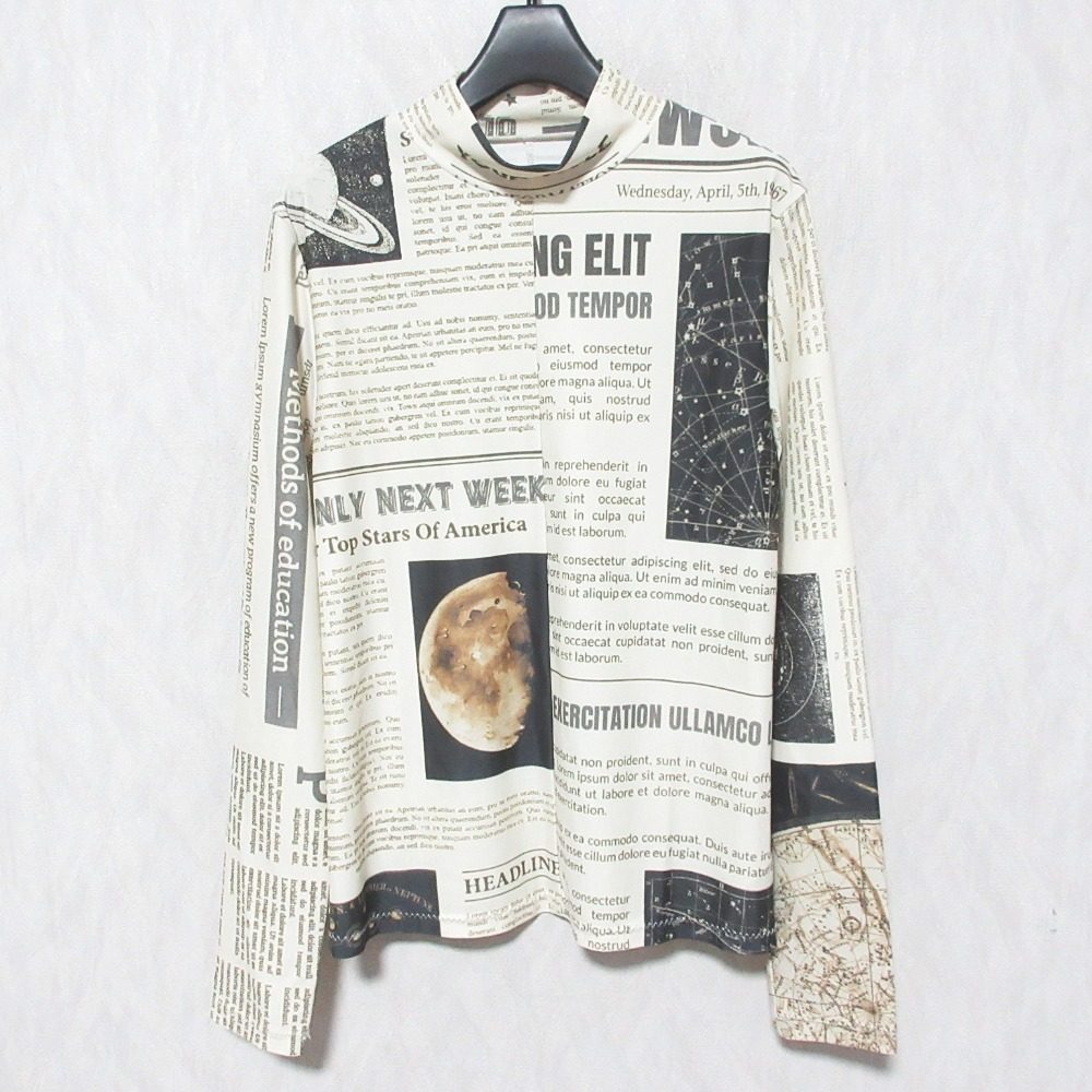 アメリヴィンテージ UND SPACE NEWSPAPER PRINT コットントップス