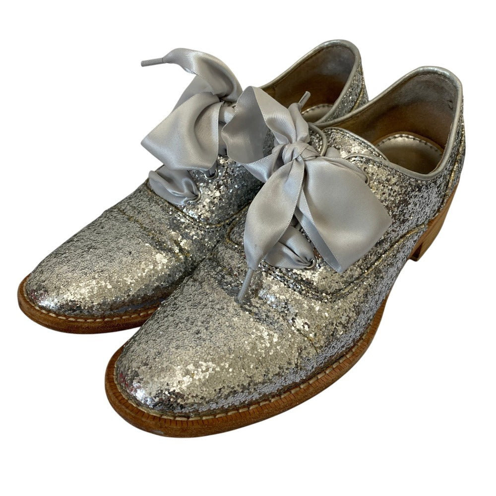 ヨウジヤマモト グリッターリボンレースアップシューズ
