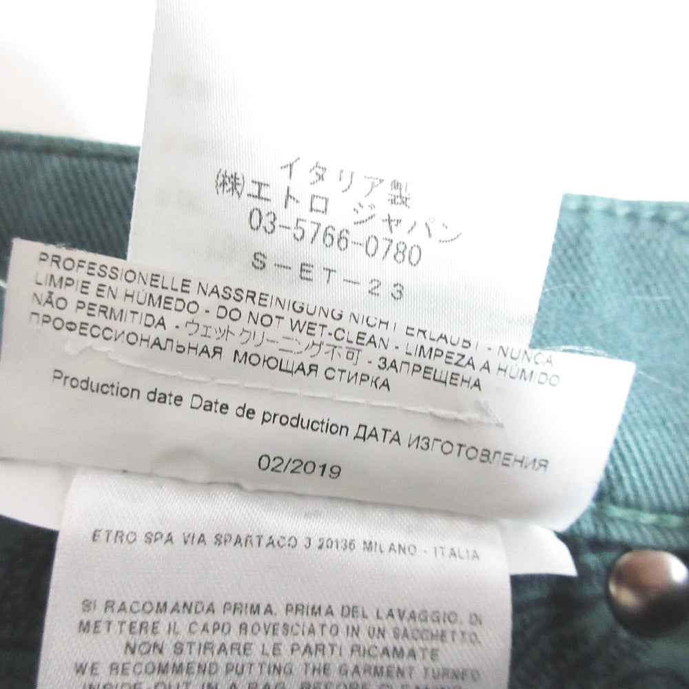 エトロ ペイズリーエンブロイダリー ストレッチデニムパンツ