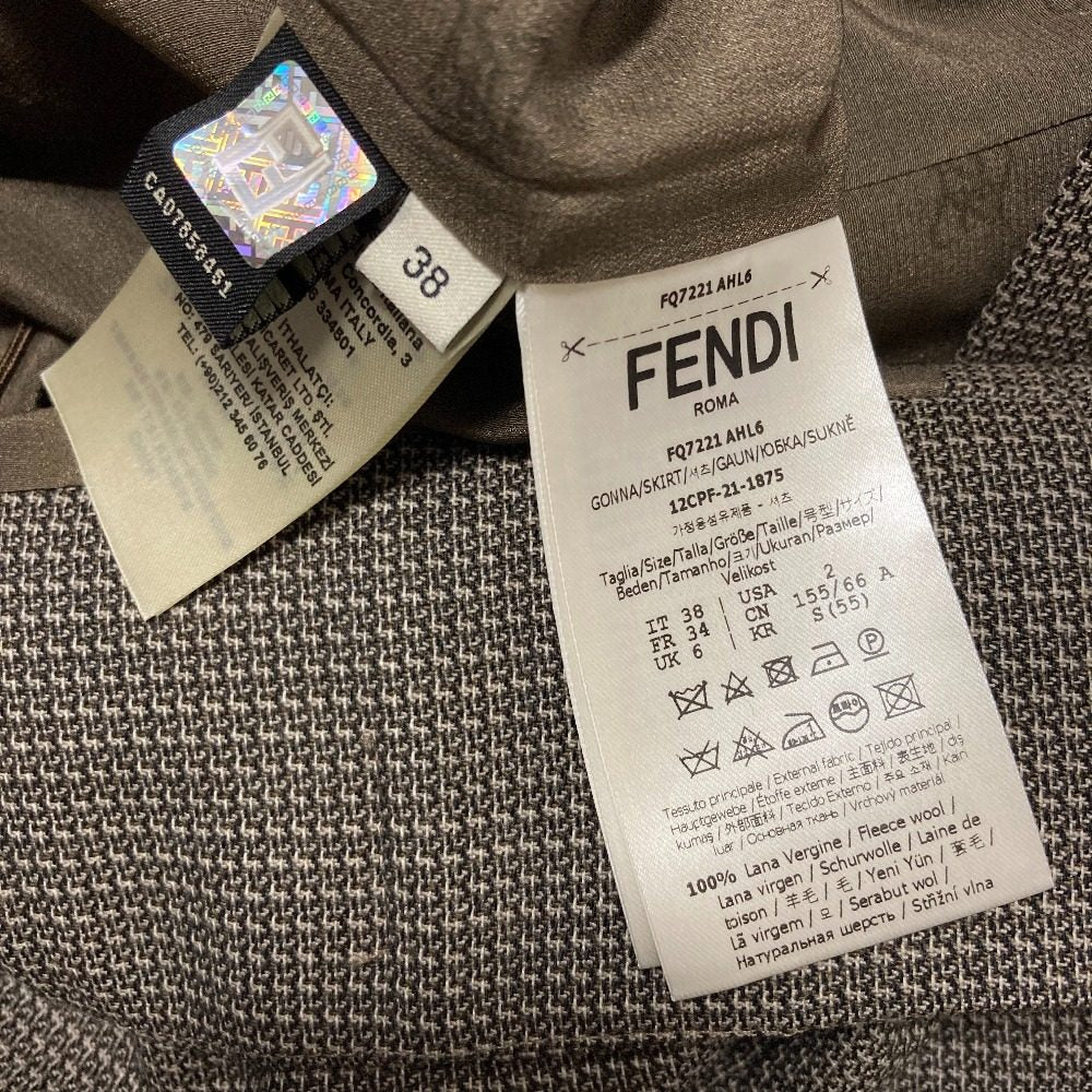 フェンディ ウールチェックペンシルスカート