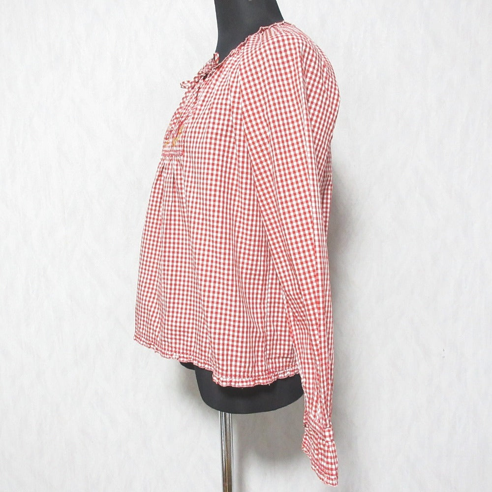 ピンクハウス チロリアン刺繍ギンガムチェックブラウス