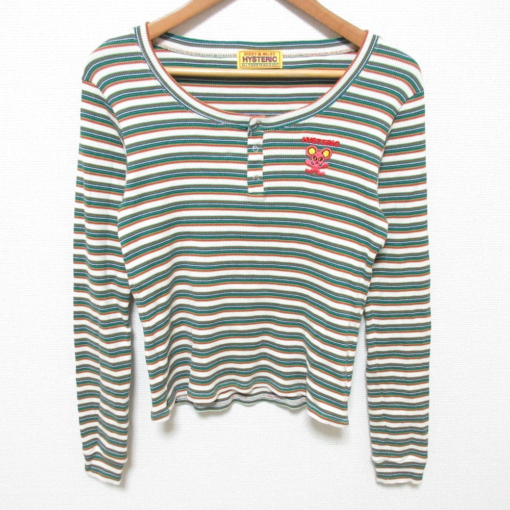 ヒステリックグラマー 刺繍ヘンリーネックチビTシャツ
