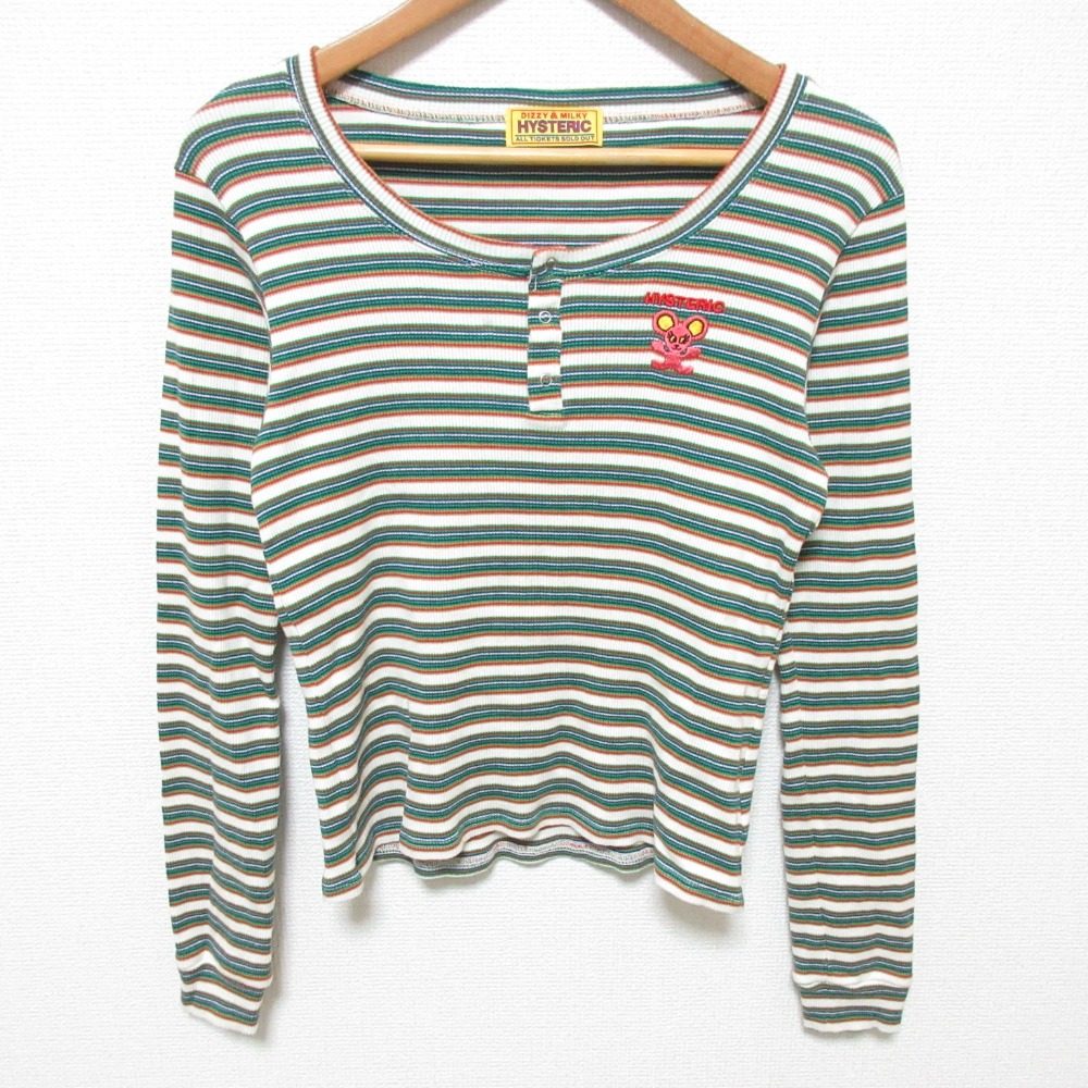 ヒステリックグラマー 刺繍ヘンリーネックチビTシャツ