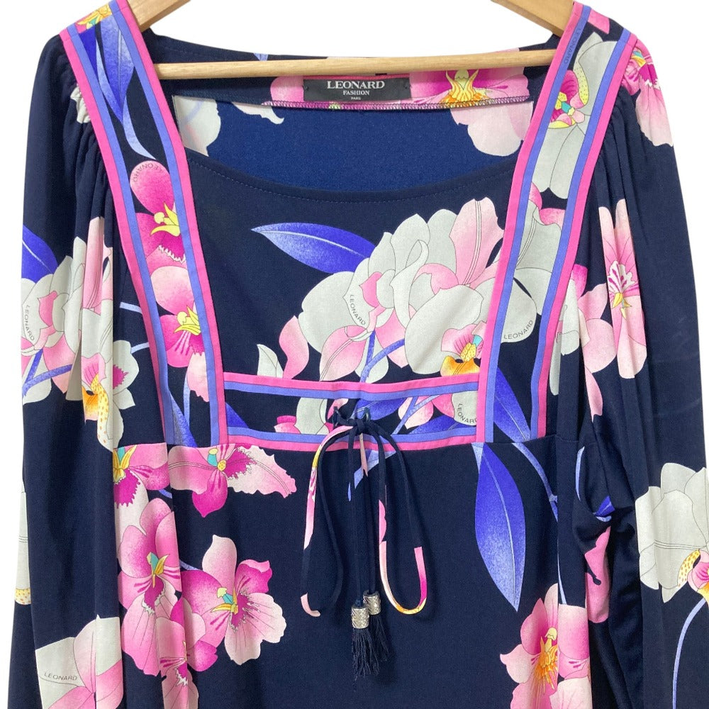 レオナールファッション フラワープリントカンカンチュニックブラウス