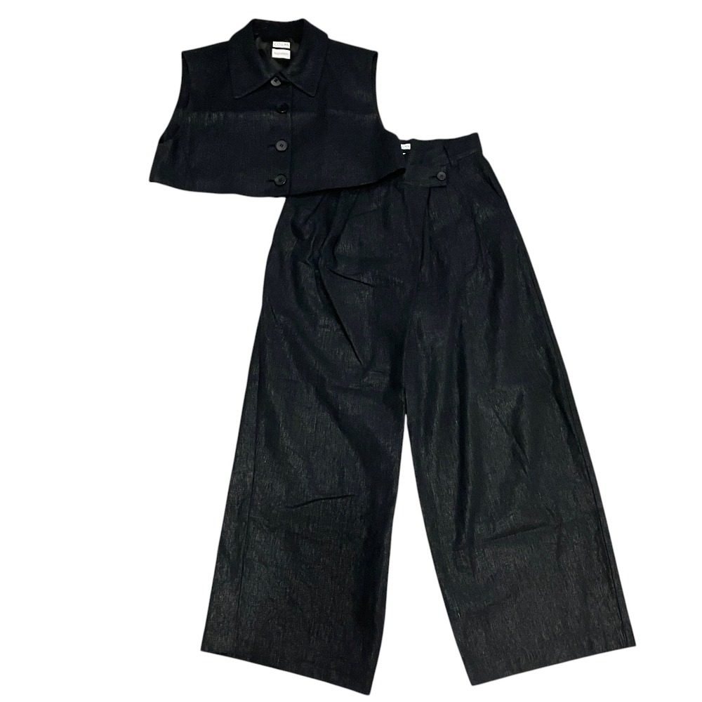 コラム PERMANENT クロップドジレ ワイドパンツ セットアップ