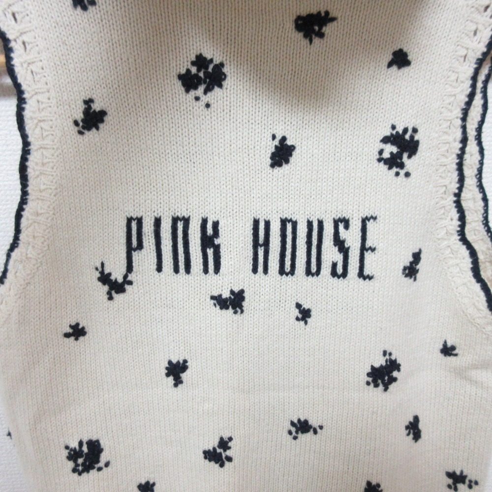ピンクハウス フラワー刺繍フーディーニットベスト