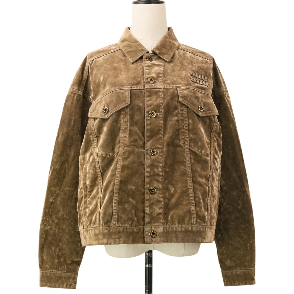 ミュウミュウ フロック加工シャンブレー ジャケット