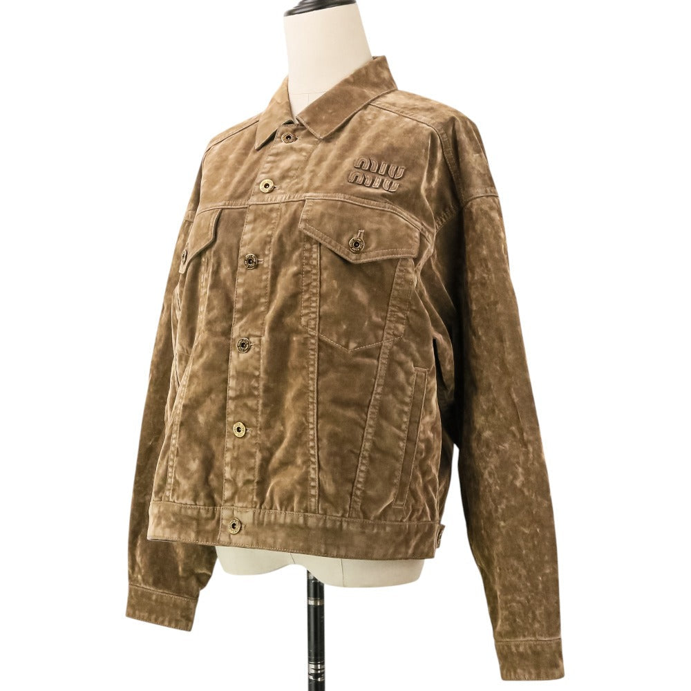 ミュウミュウ フロック加工シャンブレー ジャケット