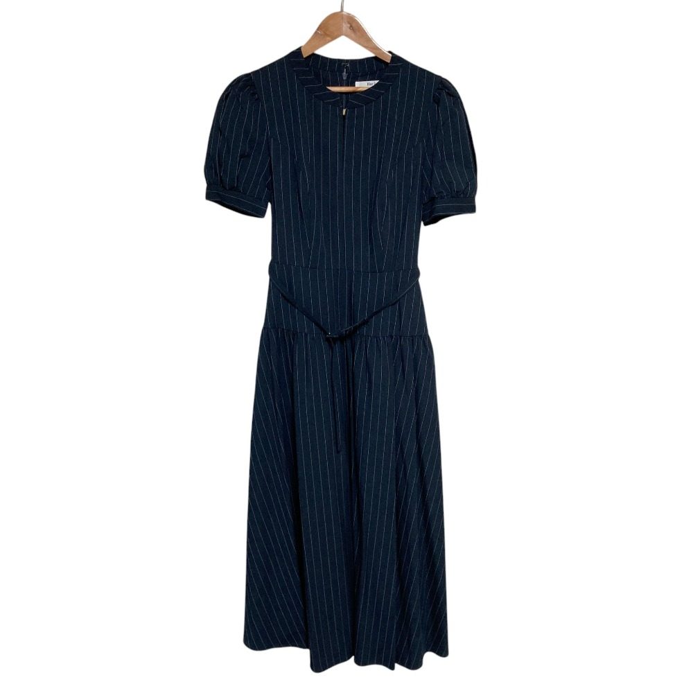 ハーリップトゥ Pin-Striped Belted Flared ドレス