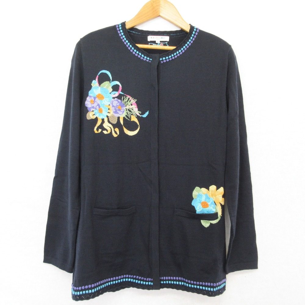 レオナールスポーツ 刺繍ニットカーディガン