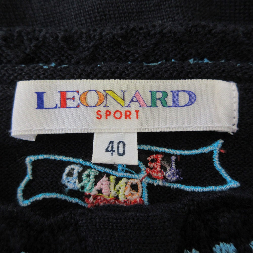 レオナールスポーツ 刺繍ニットカーディガン