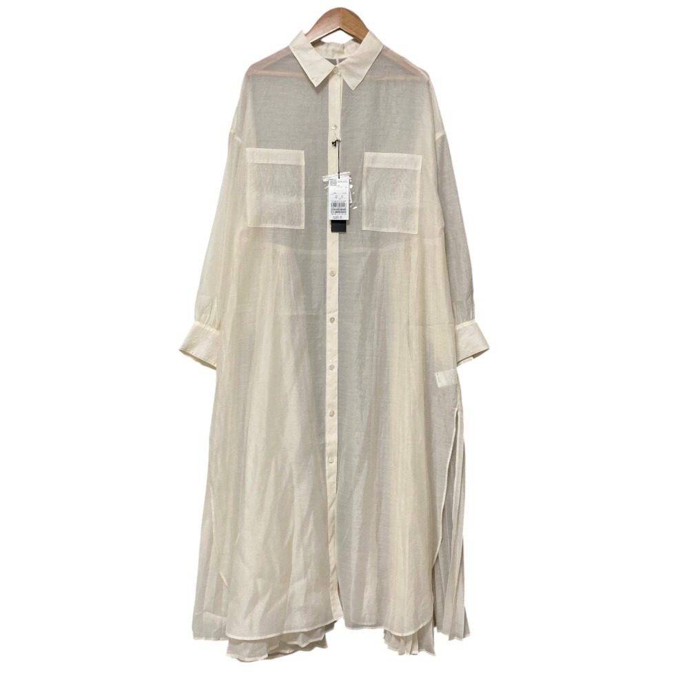 ミッシェルクラン サイドプリーツロングシアーシャツワンピース