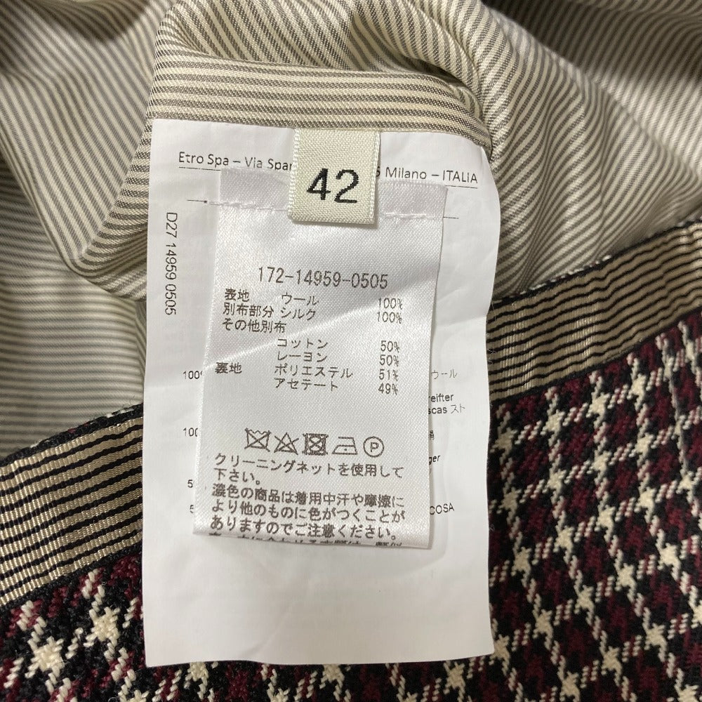 エトロ 千鳥柄ノーカラージャケットスカートセット