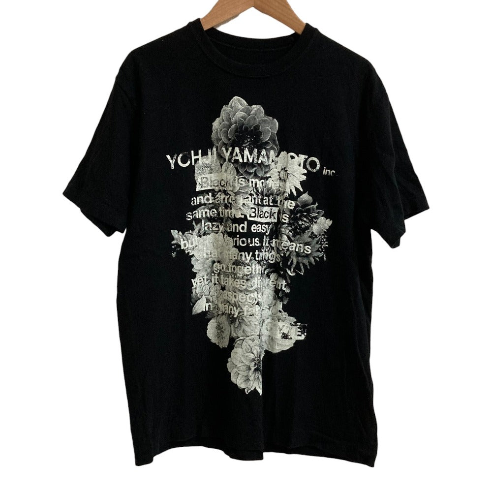 ヨウジヤマモト CottonJersey Blooming flowers Black Is Modest Tシャツ