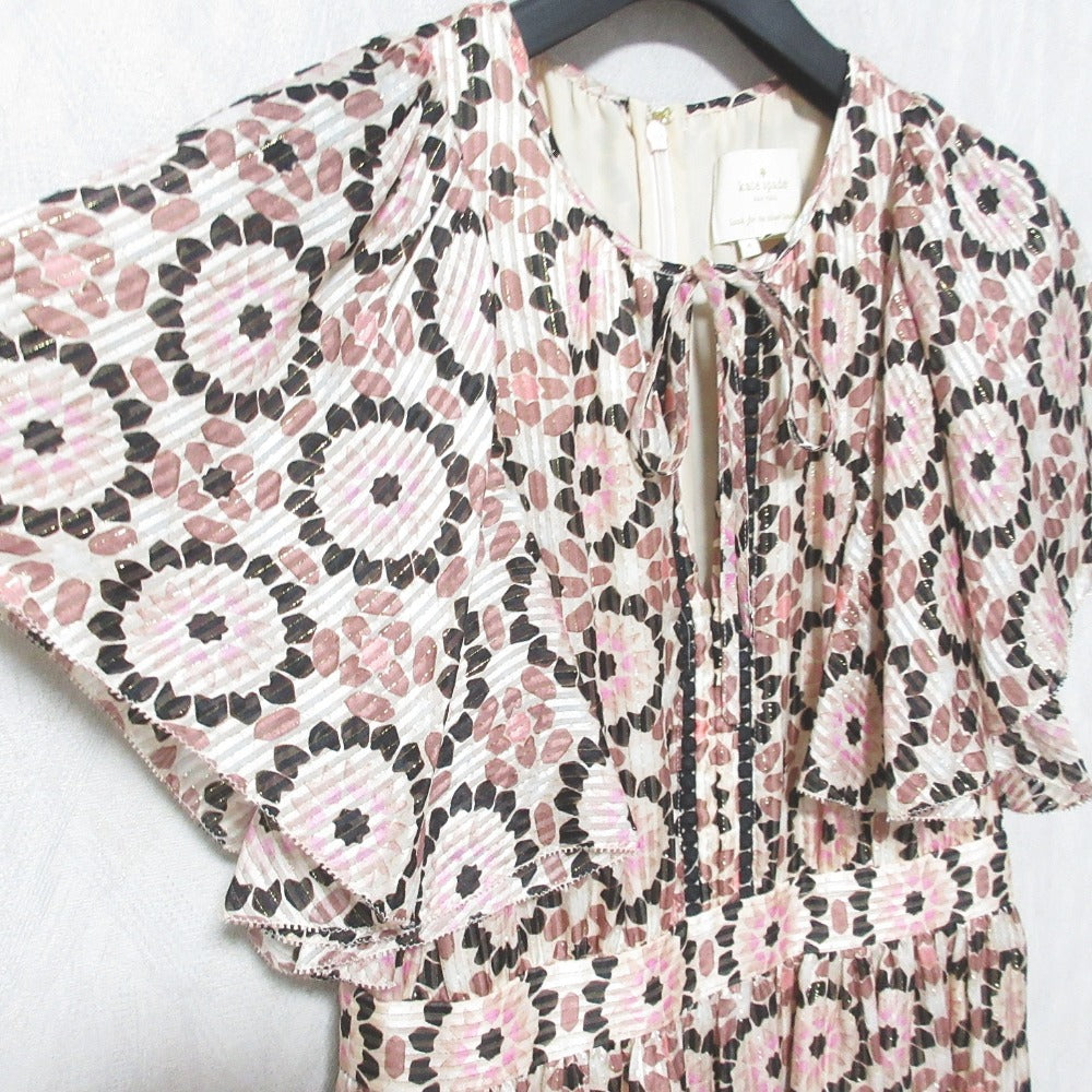 ケイトスペードニューヨーク Floral Mosaic Flutter Dres シルクワンピース
