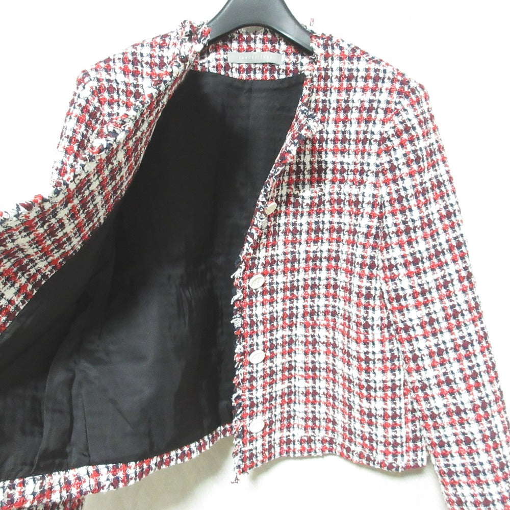 セオリーリュクス GARNET TWEED ノーカラーツイードジャケット
