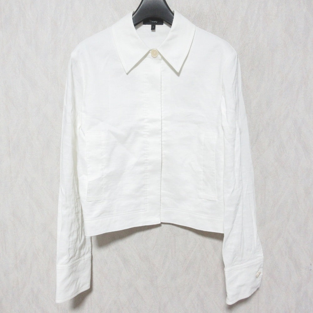 セオリー GOOD CRUNCH W CL CROP SHIRT JK リネンジャケット