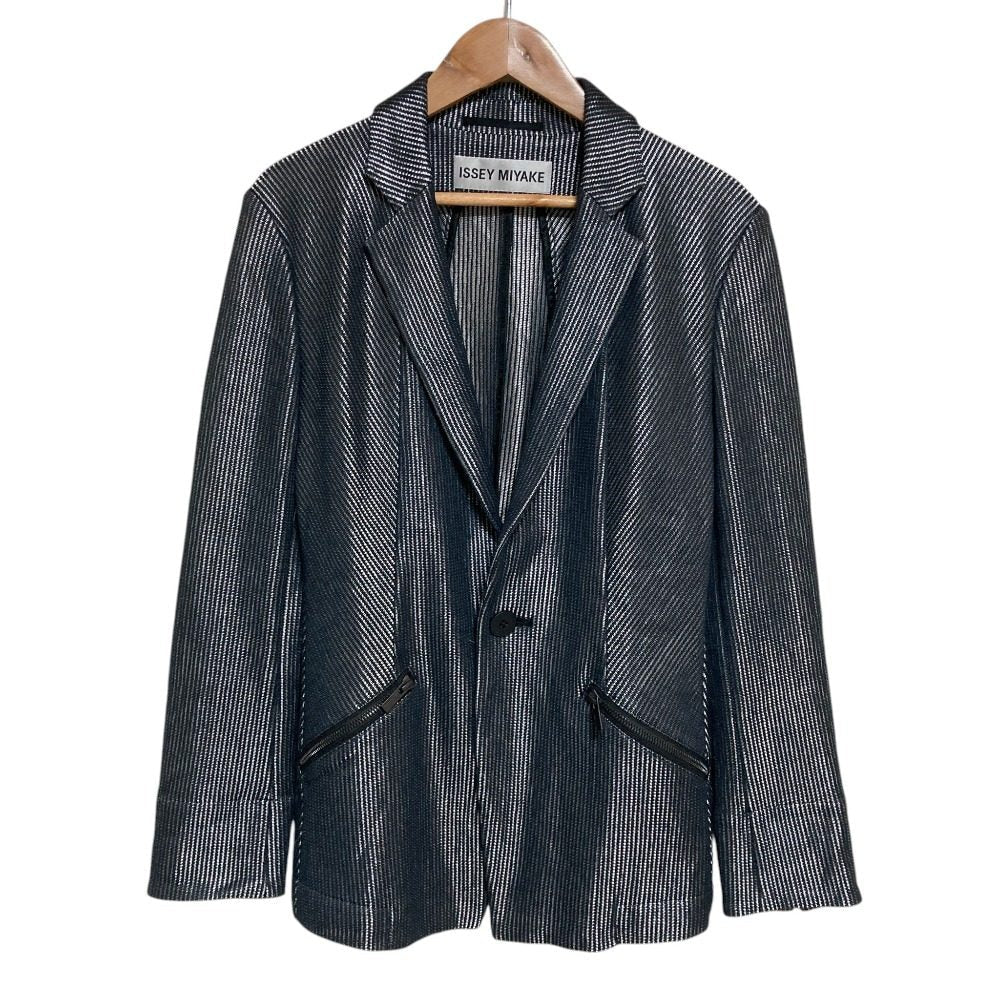 イッセイミヤケ ストライプシアーテーラードジャケット