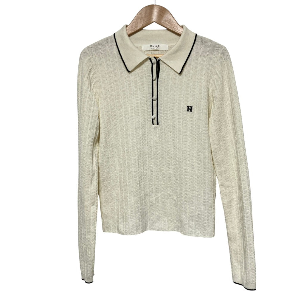 ハーリップトゥ Pique Polo Knit Top ニットポロシャツ