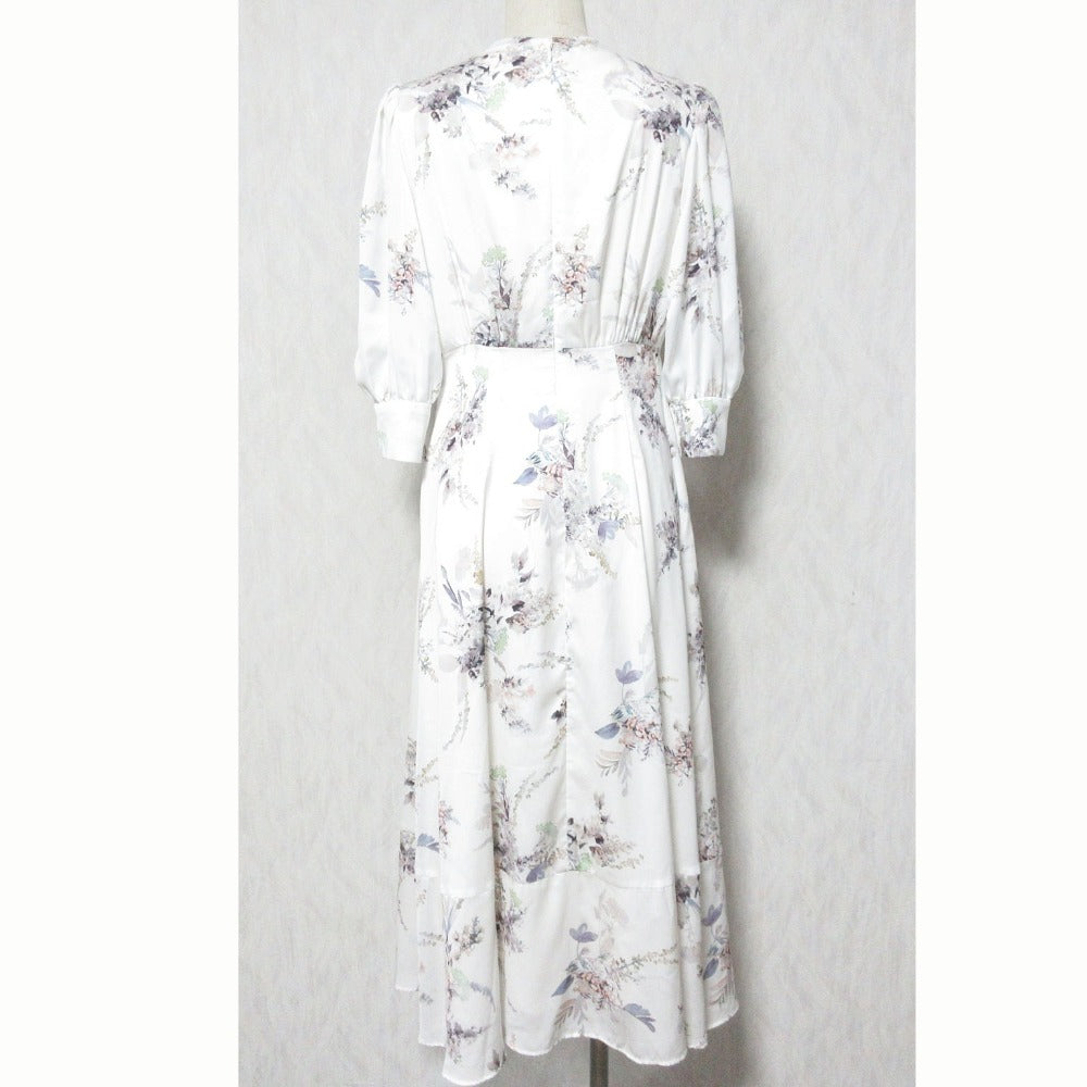 ハーリップトゥ French Bouquet Puff Sleeve ロングワンピース