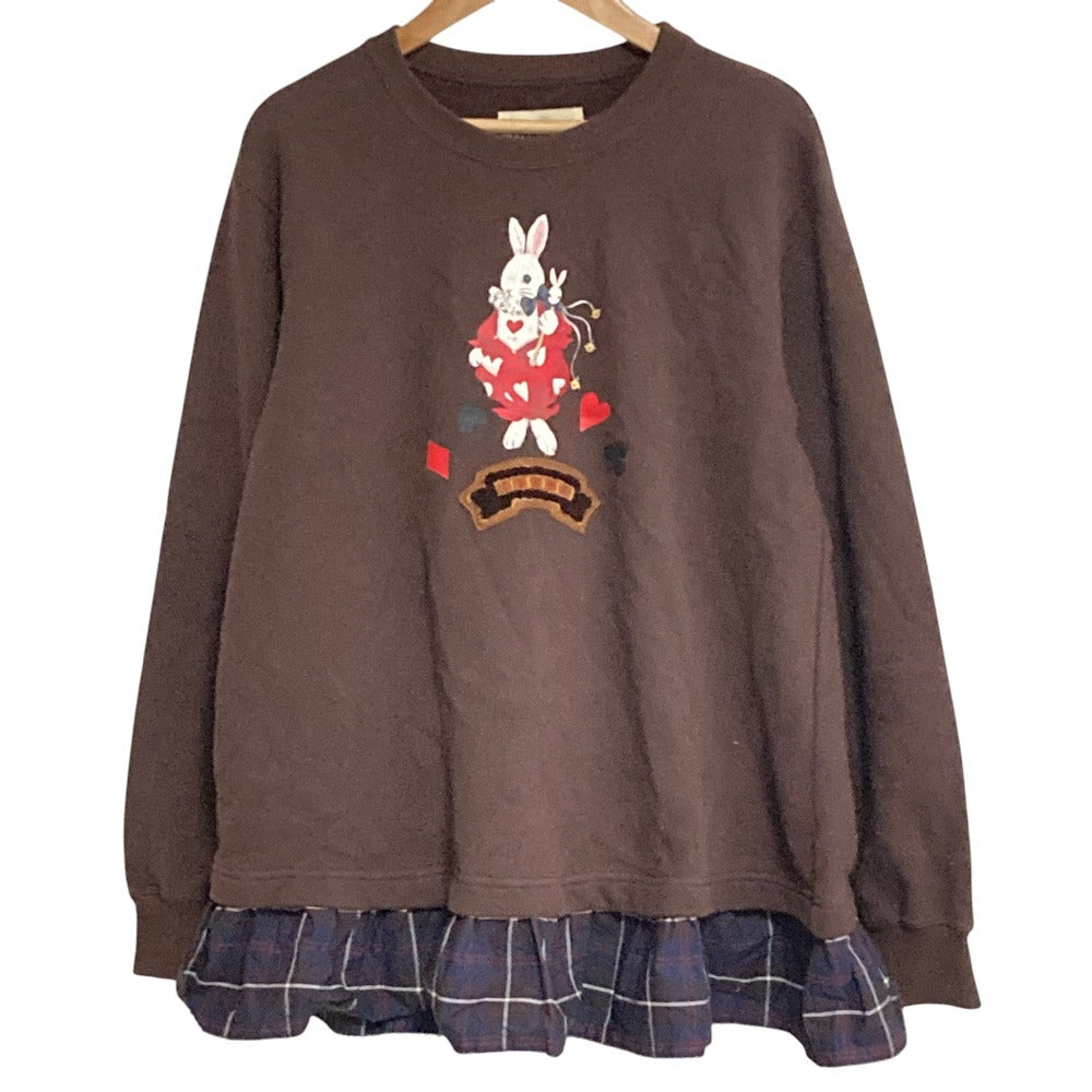 ピンクハウス ラビットプリントチェックペプラムスウェット
