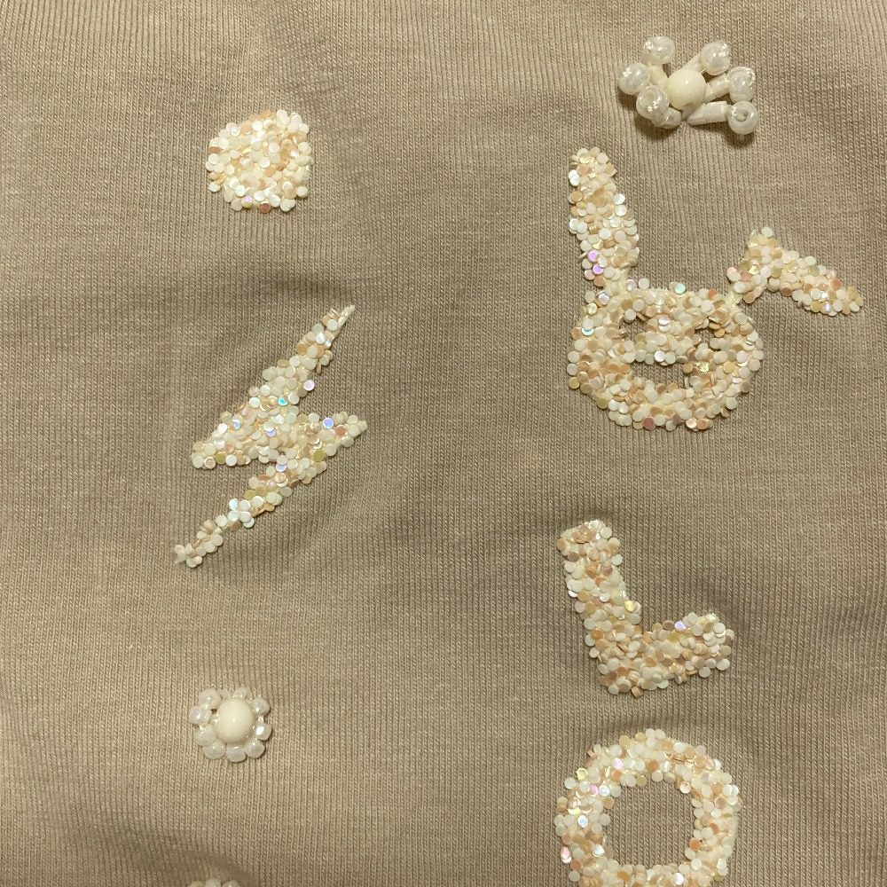 オレボレブラアルベロベロ ビーズ刺繍Vネック七分袖カットソー